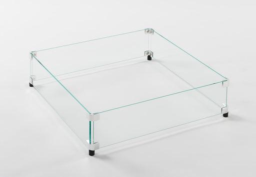 24" x 24" Square Glass Wind Guard — with fire glass media
