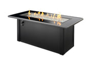 Monte Carlo Linear Gas Fire Pit Table — with the burner lit