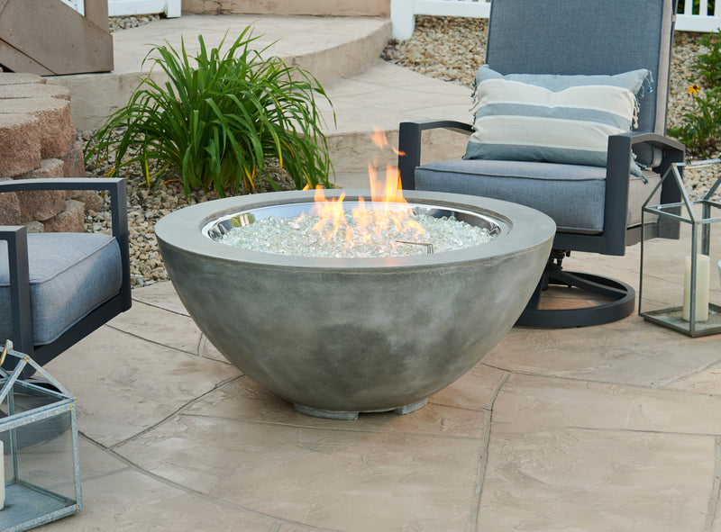 Cove 42" Round Gas Fire Pit Bowl — with the burner lit