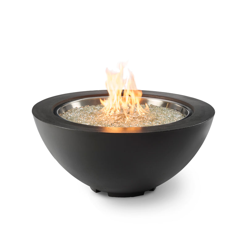 Cove 42" Round Gas Fire Pit Bowl — with the burner lit