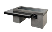 Black Uptown Linear Gas Fire Pit Table — with the burner cover fitted