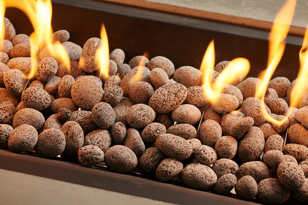 Tumbled Lava Rock — with the burner lit
