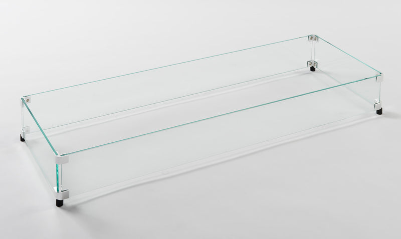 12" x 42" Linear Glass Wind Guard — with fire glass media