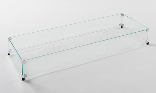 12" x 42" Linear Glass Wind Guard — with fire glass media