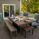 Kenwood Linear Dining Height Gas Fire Pit Table — with the burner lit