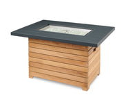 Darien Rectangular Gas Fire Pit Table with Aluminum Top — shown unlit