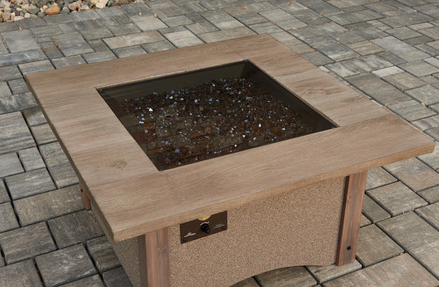 24" x 24" Square Grey Glass Burner Cover — with fire glass media