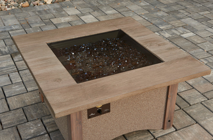 24" x 24" Square Grey Glass Burner Cover — with fire glass media