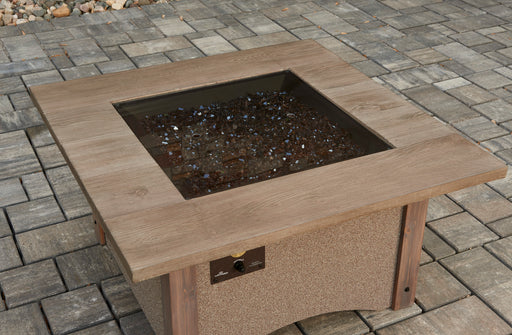 24" x 24" Square Grey Glass Burner Cover — with fire glass media
