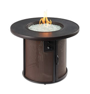 Stonefire 32" Round Gas Fire Pit Table — with the burner lit