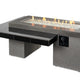 Black Uptown Linear Gas Fire Pit Table — with the burner lit