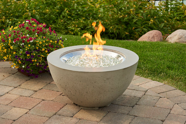 Cove 29" Round Gas Fire Pit Bowl — with the burner lit