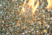 Clear Tempered Fire Glass Gems — with the burner lit