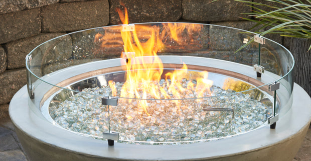 30" Round Glass Wind Guard β with fire glass media
