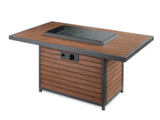 Kenwood Rectangular Chat Height Gas Fire Pit Table — with the burner cover fitted