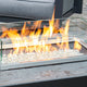 12" x 24" Linear Folding Glass Wind Guard — with the burner lit