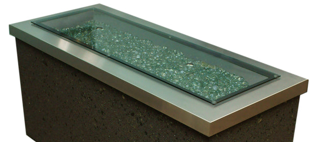 12" x 42" Linear Grey Glass Burner Cover — with fire glass media