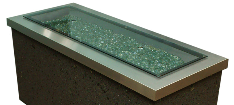 12" x 42" Linear Grey Glass Burner Cover — with fire glass media