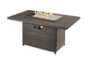 Brooks Rectangular Gas Fire Pit Table — with the burner lit