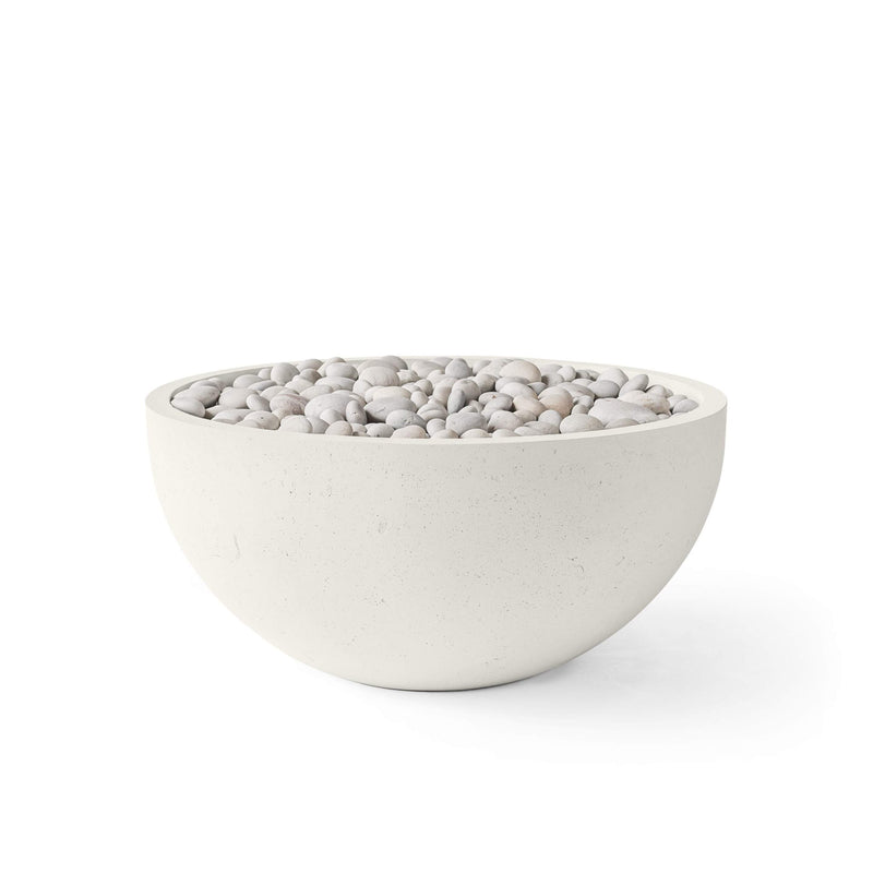 HPC Dekko Serenade 32 concrete fire pit in Limestone with Ivory Beachstone