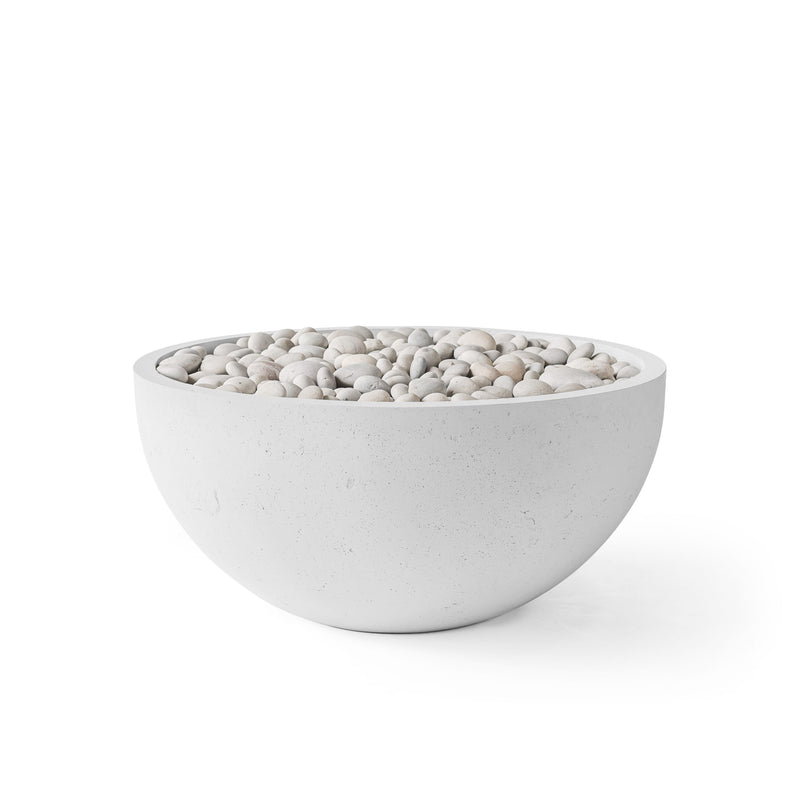 HPC Dekko Serenade 32 concrete fire pit in Ash with Ivory Beachstone